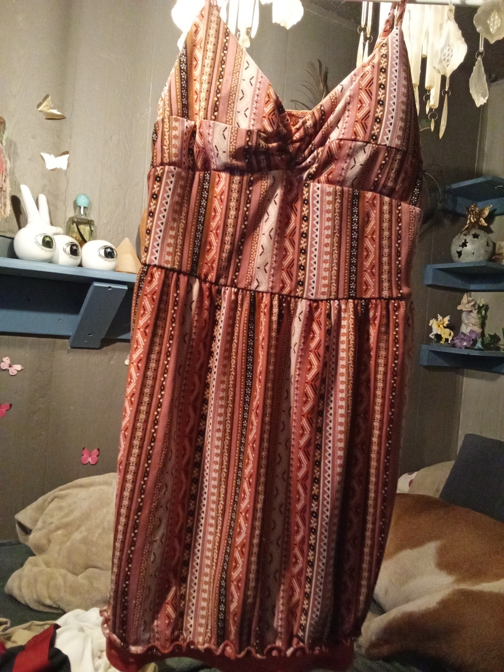 Oxo Rust and Cream Striped Midi Dress